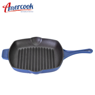 AMERCOOK深邃蓝浇铸方煎锅28cm