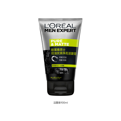 欧莱雅（LOREAL）男士控油炭爽净亮洁面膏100ml（新旧包装随机发）