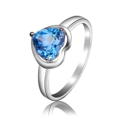 梦克拉 白18K金镶蓝色托帕石戒指 蕙质兰心