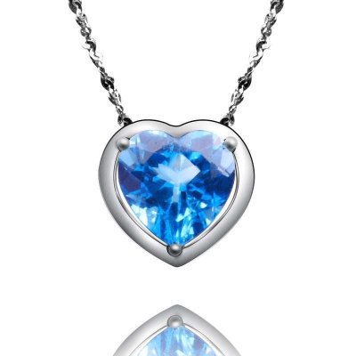 梦克拉 18K金镶蓝色托帕石吊坠 蓝情