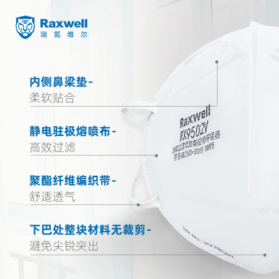 Raxwell带阀KN95口罩工业防粉尘雾霾颗粒物头戴式25只装RX9502V