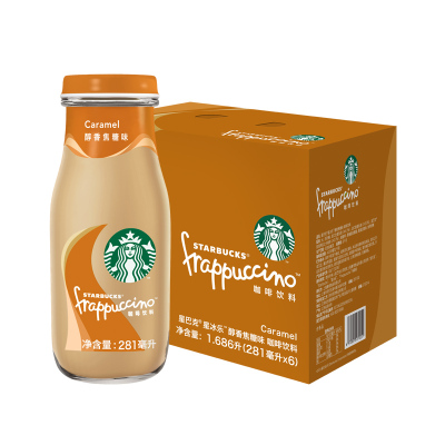 starbucks/星巴克星冰乐焦糖味咖啡饮料281ml*6瓶装