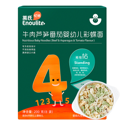 英氏（Engnice）美食加金装营养彩蝶面牛肉番茄味200g