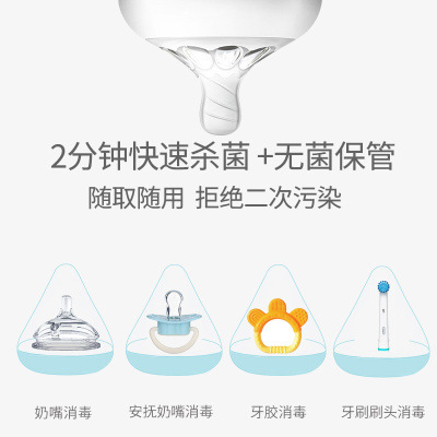 SMARTcare 婴儿安抚奶嘴消毒器韩国便携式外出多功能紫外线杀菌盒 紫樱粉