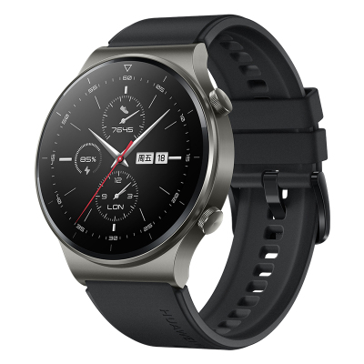 HUAWEI WATCH GT 2 Pro 智能手表 VID-B19 幻夜黑 黑色氟橡胶表带