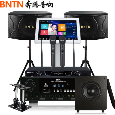 奔腾（BNTN）家庭KTV音响2.1全套低音炮套装点歌机一体机卡拉OK专业会议U段话筒2T语音点歌8000功放配12音箱