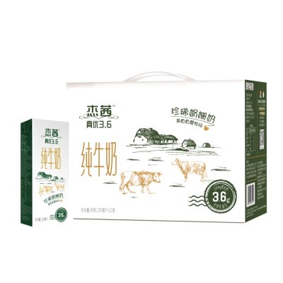 杰茜真优3.6牧场纯牛奶（箱）250ml*12盒