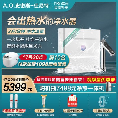 佳尼特 A.O.史密斯家族年轻时尚品牌 加热净水器家用 反渗透净水机 直饮水机 净热一体高端水龙头 CAR800-FA1