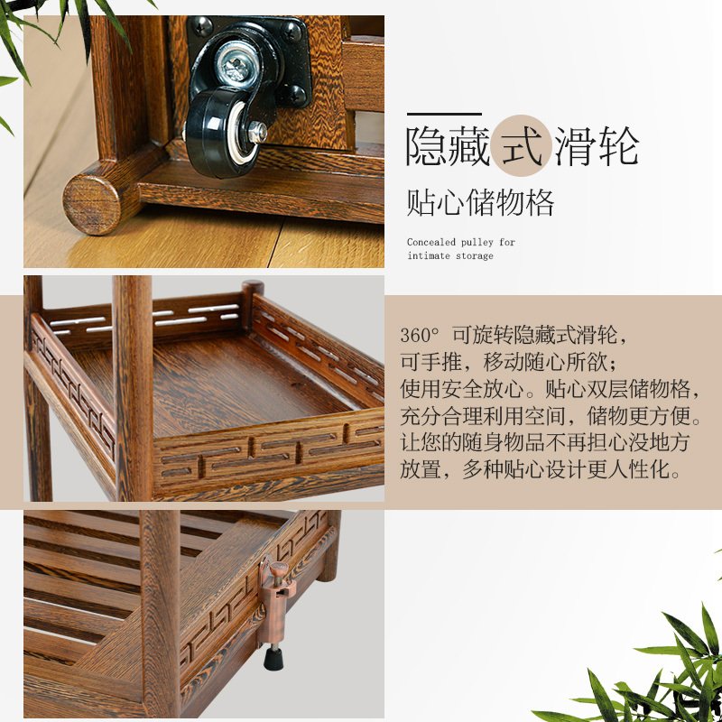 KAMJOVE/金灶正品茶车KW-6300B搭配G9鸡翅木 移动带轮 实木茶车柜水台红木家具整套茶具