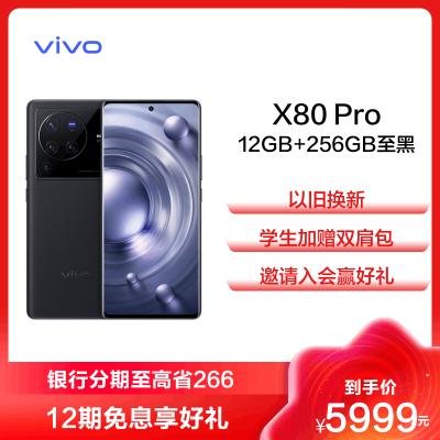 vivo X80 Pro 12GB+256GB 至黑 5G全网通手机