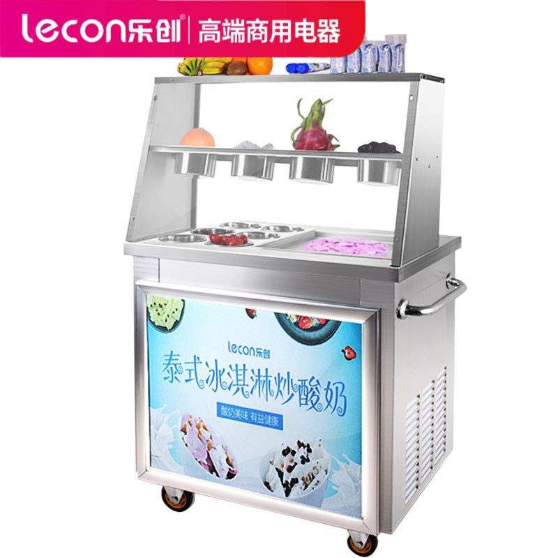 乐创电器旗舰店/lecon 商用炒酸奶机 炒冰粥机 炒沙冰机 炒奶果机 炒冰淇淋卷机 双锅单锅 炒冰机 685单锅炒冰机