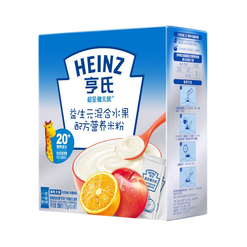 亨氏(Heinz)超金健儿优益生元混合水果配方营养米粉250g