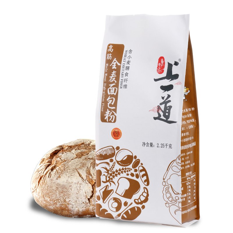 上一道高筋全麦面包粉 烘焙原料 高筋粉 全麦面粉 2250g