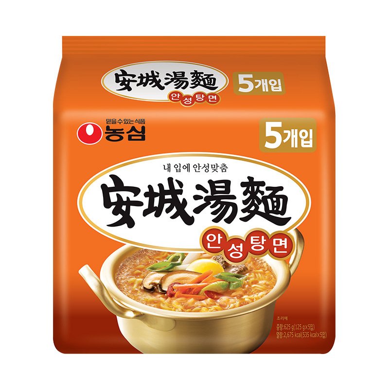 韩国拉面进口方便面农心安城汤面125g*5速食面炒面拌面煮面泡面