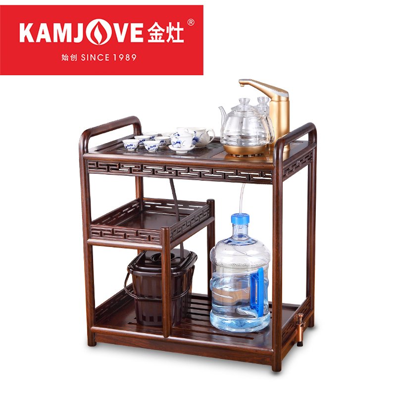 KAMJOVE/金灶正品茶车KW-6300A搭配G9黑檀木 移动带轮 实木茶车柜水台红木家具整套茶具