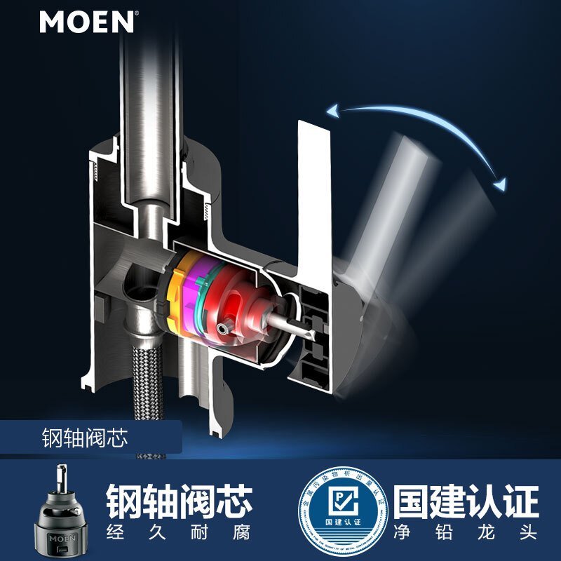 MOEN摩恩304不锈钢双槽厨房水槽套餐加厚洗碗水洗菜盆28116SL