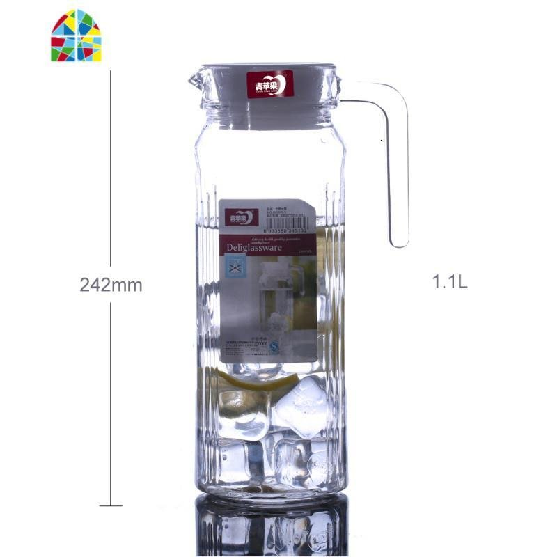 家用玻璃冷水壶无铅玻璃水壶凉水杯凉茶壶扎壶冷水杯大容量凉水壶 FENGHOU 1.1四方壶_339