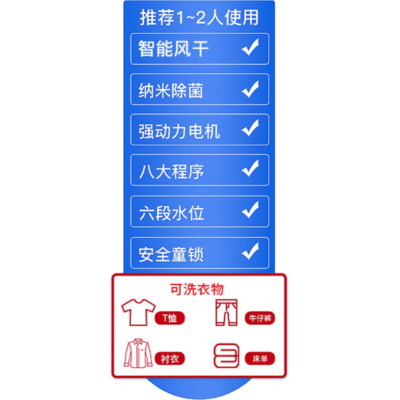 新飞7.5KG洗衣机全自动家用租房小型宿舍婴儿童迷你波轮洗脱一体_7.0kg智能风干+蓝光消毒款