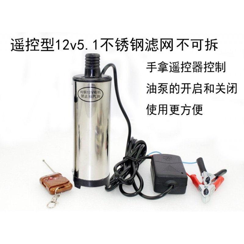 电动油泵12V24V220伏潜水泵直流电瓶小油泵柴油泵微型抽油抽水泵 12v不锈钢+5米钢丝管+塑料枪_361