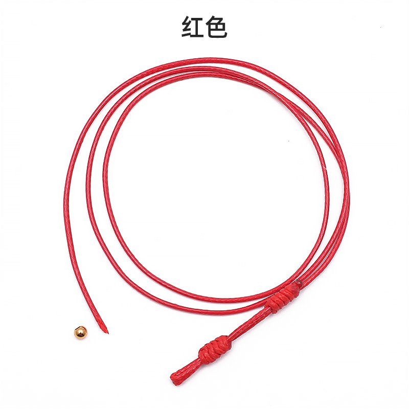 穿小孔坠子的项链绳红色蜡皮绳DIY吊坠挂绳女款颈链锁骨链 JING PING 红色细款3192Q2