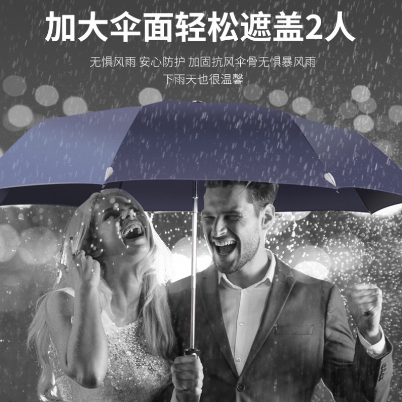 伞雨伞折叠自动伞防晒防紫外线太阳伞遮阳伞男女晴雨防晒伞 藏青-黑胶防嗮_42