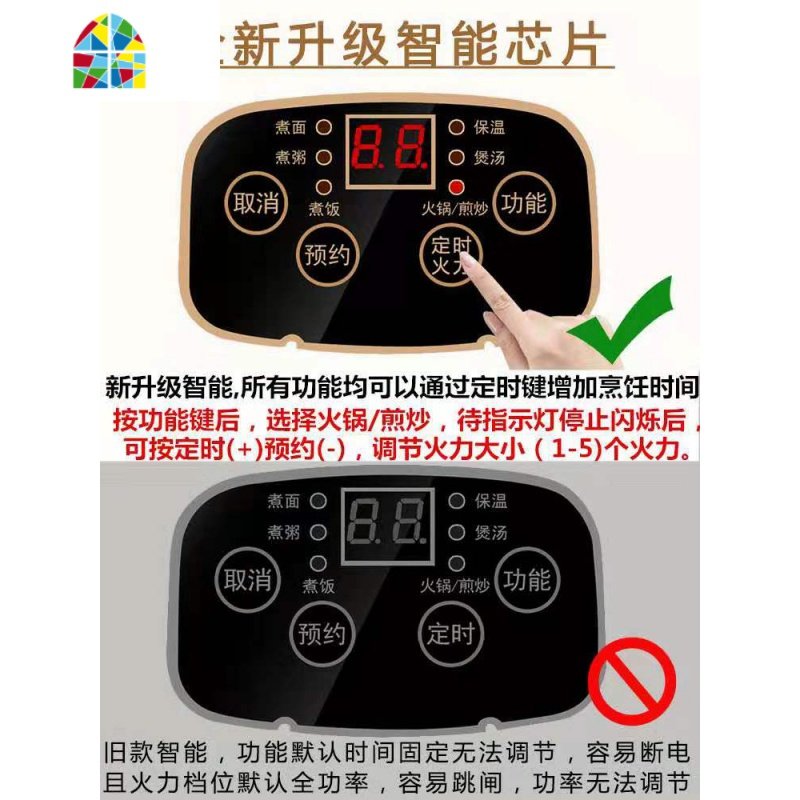 电蒸锅多功能家用小型蒸煮一体锅蒸菜器厨房插电蒸笼锅大容量蒸锅 FENGHOU 26CM智能款预约定时不粘锅