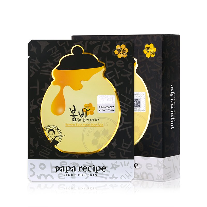 春雨(papa recipe)蜂蜜面膜贴保湿舒缓补水修护 孕妇敏感肌可用10片装 卢卡黑蜂蜜黑炭面膜10片装