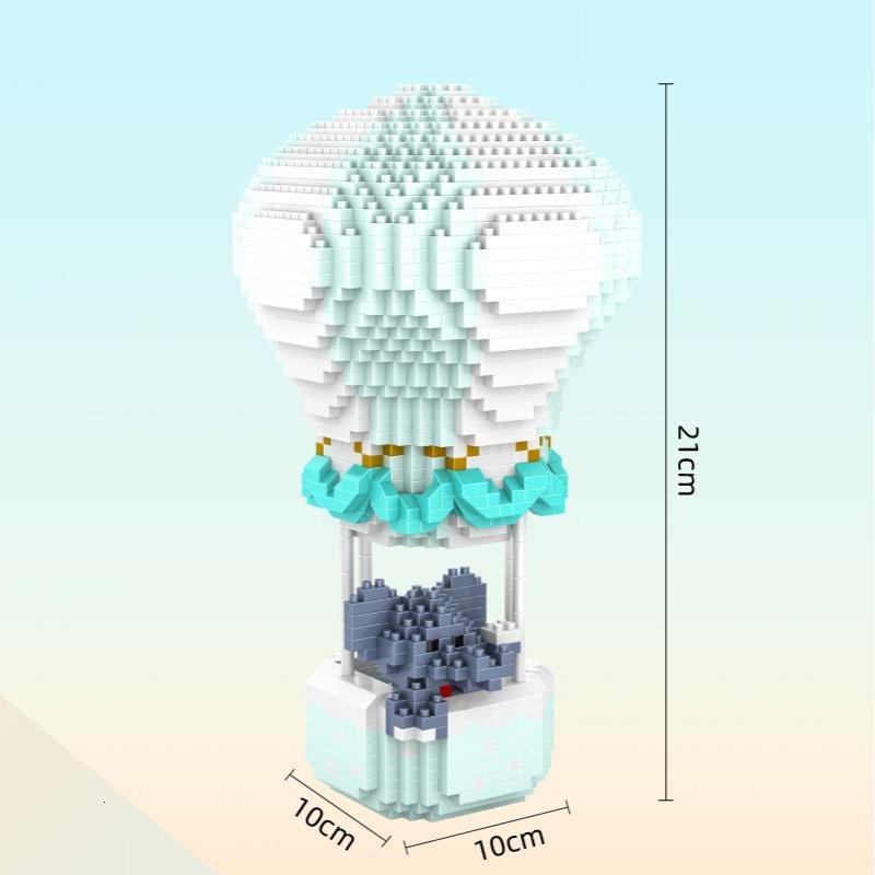 钻石拼装小颗粒玩具积木兼容乐高成年立体高难度女孩热气球 HC1052-52兔子大象热气球一对_741
