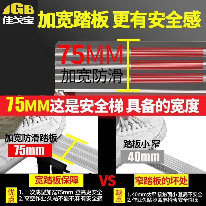 铝合金豪华家用折叠加厚人字伸缩梯子工程移动楼梯便携室内 三维工匠 【德标三代】人字梯3.9米+3.9米_846