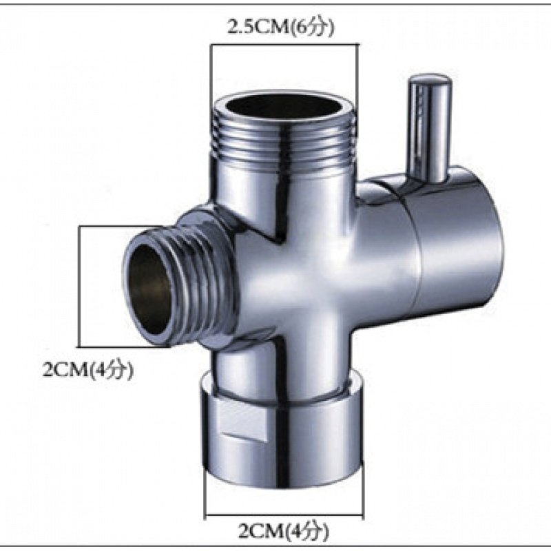淋浴水嘴三通 快开阀闪电客混水阀花洒连接配件开关提拉合金分水器 铜体4分（一边6分）