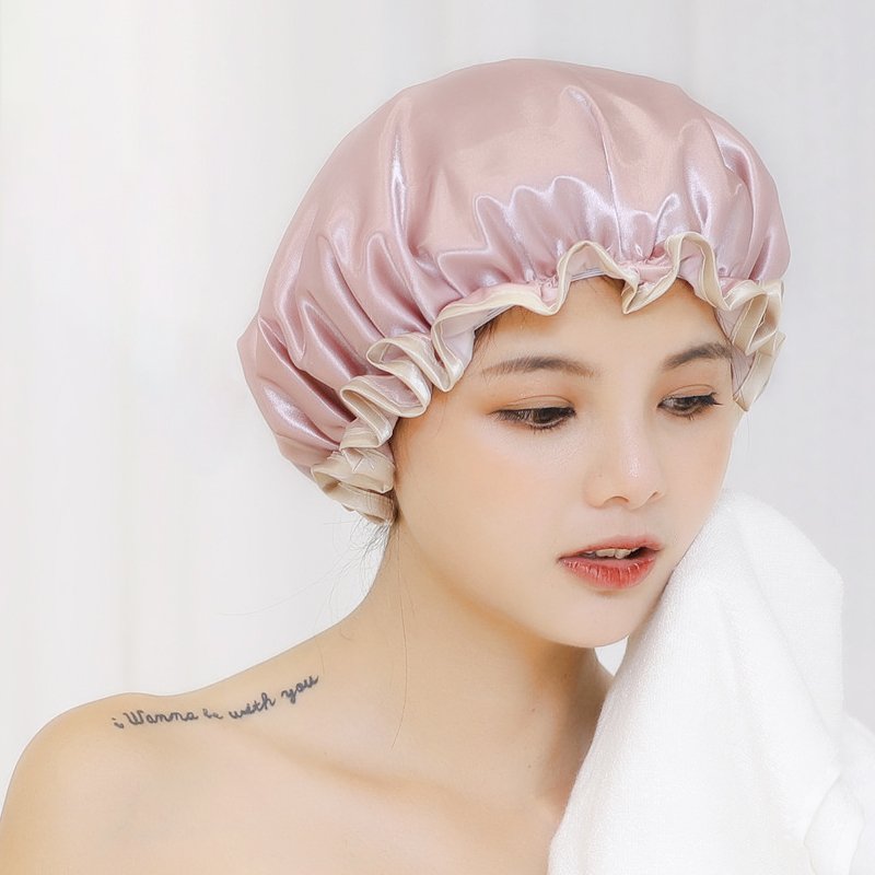 浴帽女士双层加厚防水洗澡罩淋浴洗头厨房防油烟发膜头套成人 三维