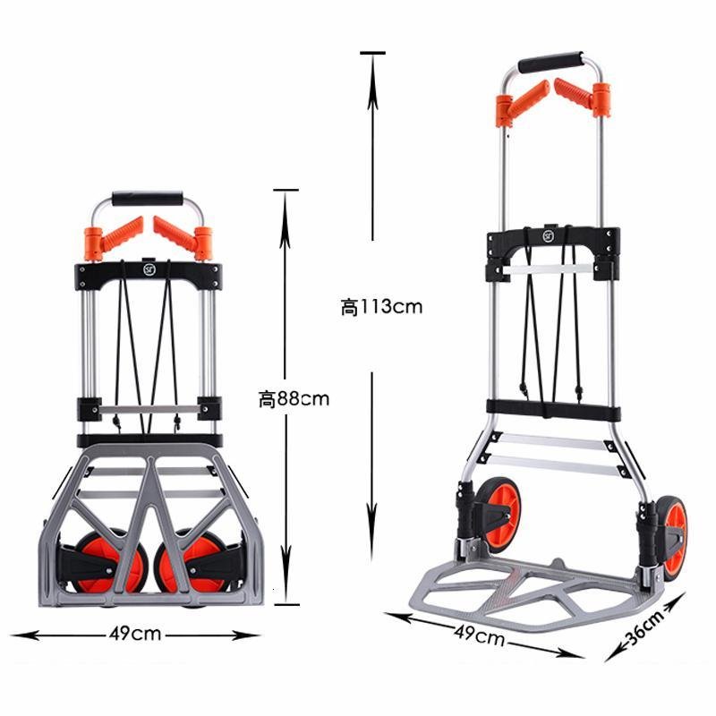 多功能折叠拉杆车手推车搬运载重车便携购物买菜车家用行李小拖车 三维工匠 橙色顺丰定制尼龙支架_137
