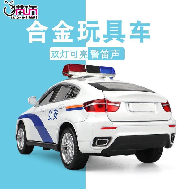 110警车警车警车玩具警汽车模型仿真合金玩具车儿童警察车男孩 X5警车黑色【3个警察人偶+六颗电池】【盒装】_685