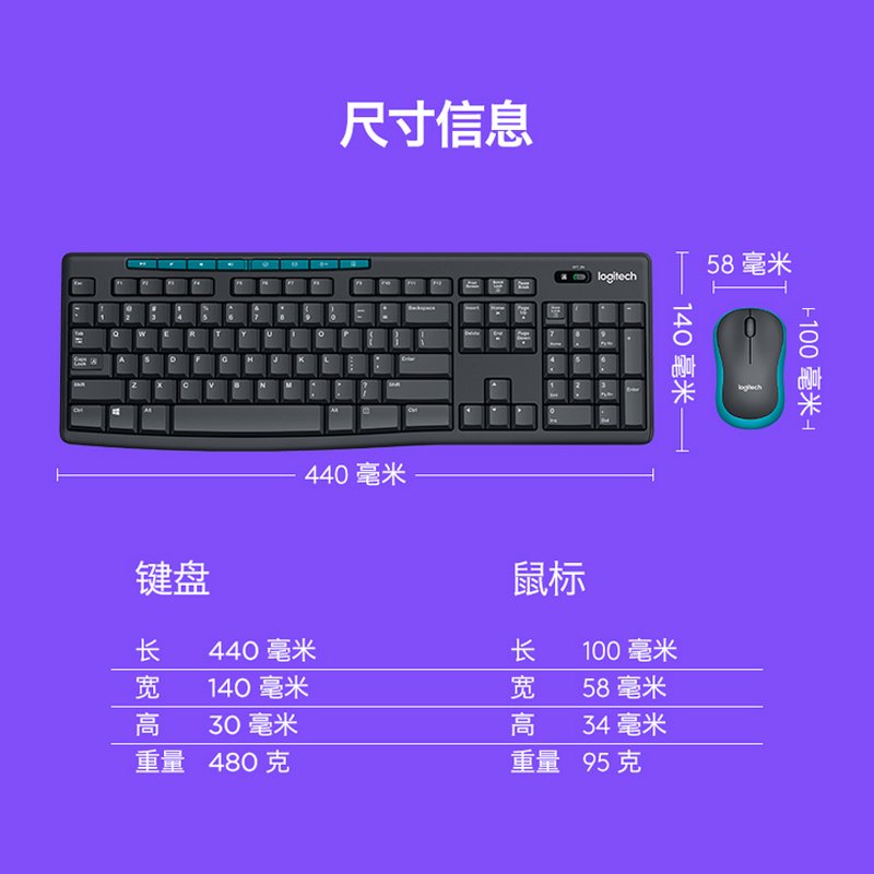 罗技（Logitech）MK275 无线光电键鼠套装 无线鼠标无线键盘套装 1箱装 （10套装）