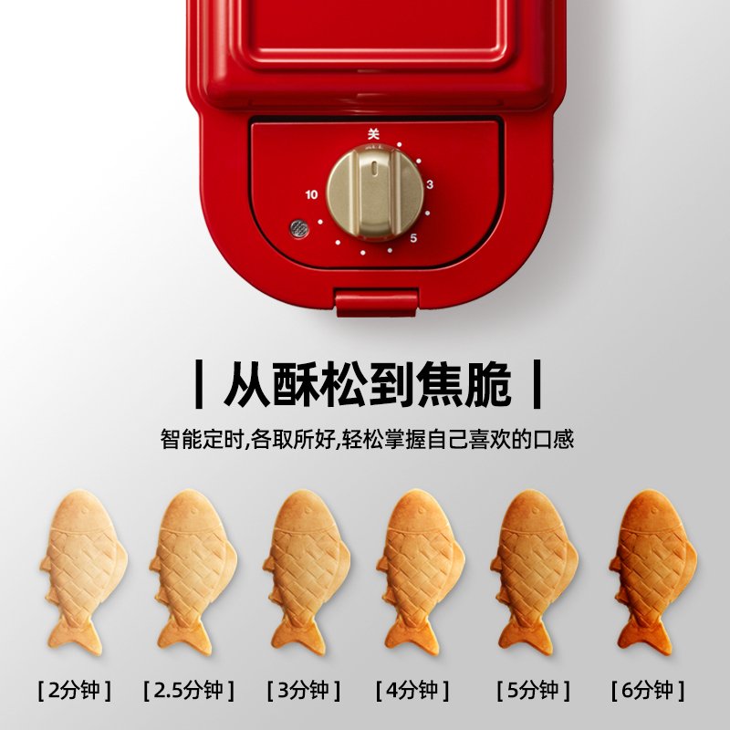 纳丽雅(Naliya)日本网红轻食机家用早餐机吐司压烤机华夫饼电饼铛三明治机 【mini标配+鲷鱼烧+华夫饼】姆明限量款