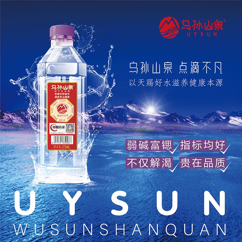 乌孙山泉 天然山泉水310ml 24瓶装 纯净水 矿泉水