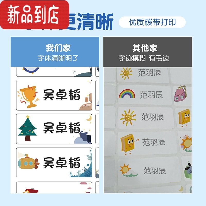 真智力防水名字贴幼儿园姓名贴入园准备用品儿童自粘小学生定制标签贴纸 80枚/圆体-请备注宝宝姓名