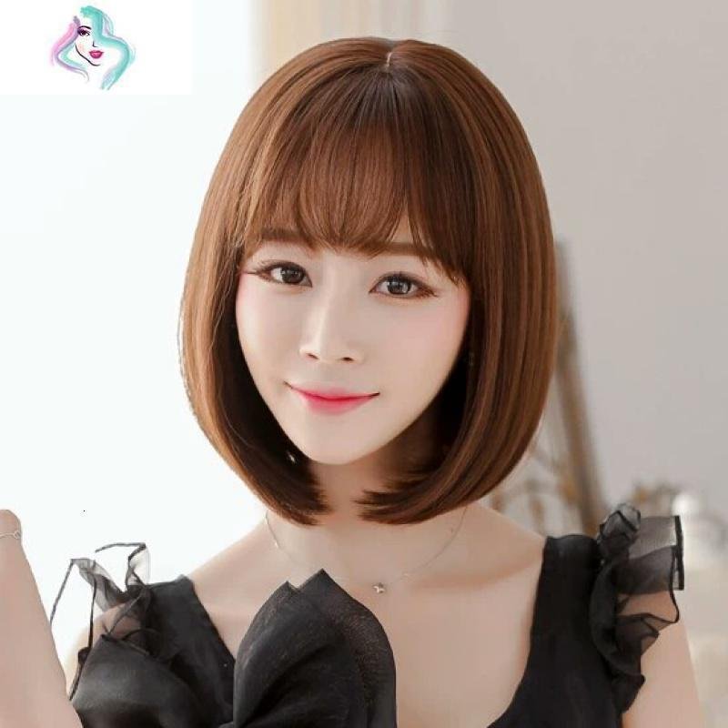 时尚女假发女全头套短发BOBO浪短款梨花头自然蓬松全头假发套 你那么美 深棕色（送发网）_493