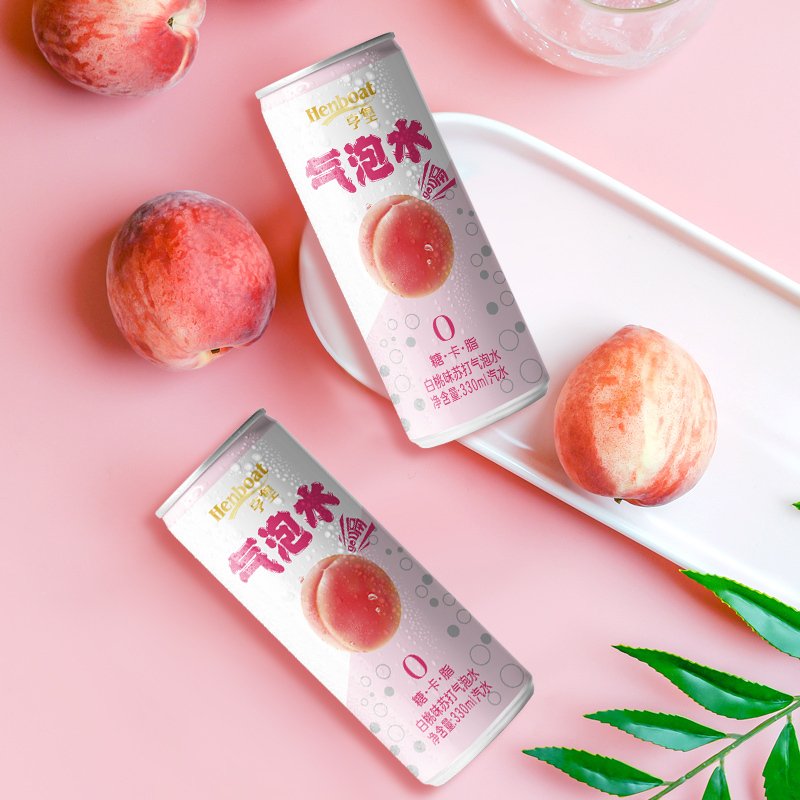 亨堡 白桃味苏打气泡水 0糖0卡0脂 330/瓶