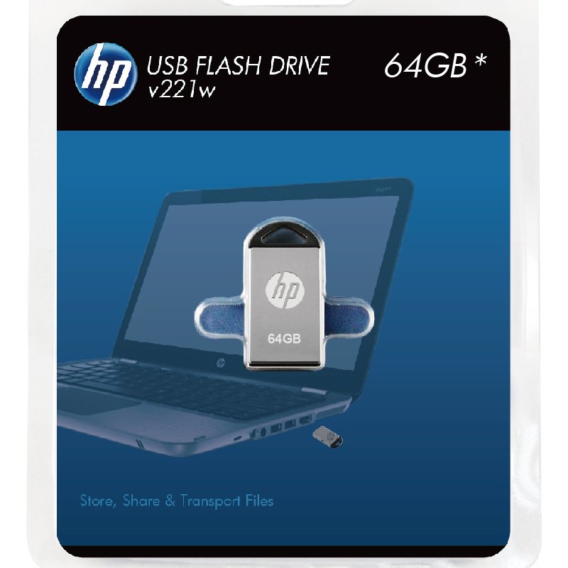 惠普（HP）V221W 64G USB2.0 U盘 银色 电脑车载迷你金属优盘 ,匠心良品,防震抗压