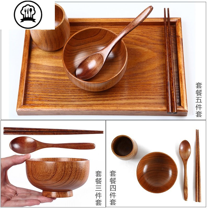 日式酸枣木碗成人儿童宝宝家用饭碗大小餐具套装复古纯手工木头碗 9cm【小号婴儿碗】220ML