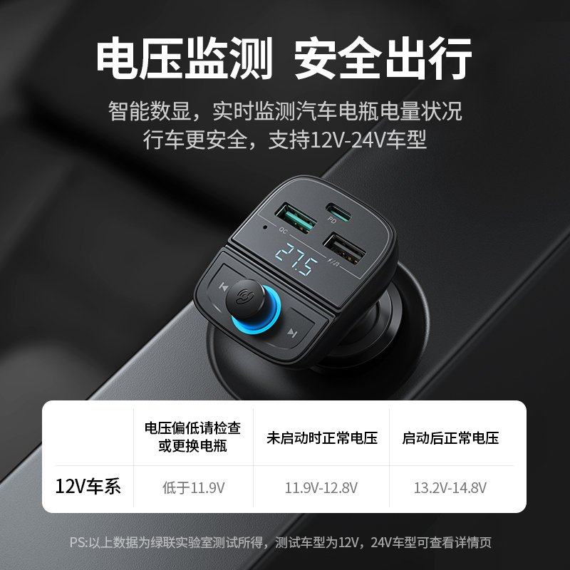 绿联 车载蓝牙接收器 车载充电器PD20W