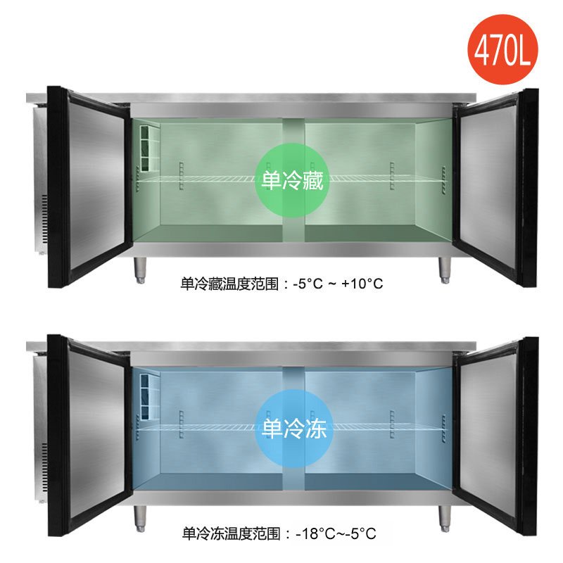 品能达 商用卧式1.5x0.8米风冷操作台无霜高端冷冻冷藏工作台冰箱奶茶店烘焙无霜保鲜多尺寸可定制升级款操作冰箱