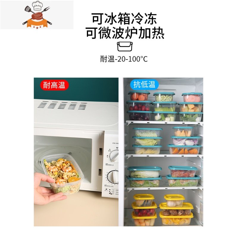 冰箱收纳盒保鲜盒食品级家用器厨房专用冷冻塑料盒子透明食品盒 敬平 460ml+550ml+830mlTH14GY