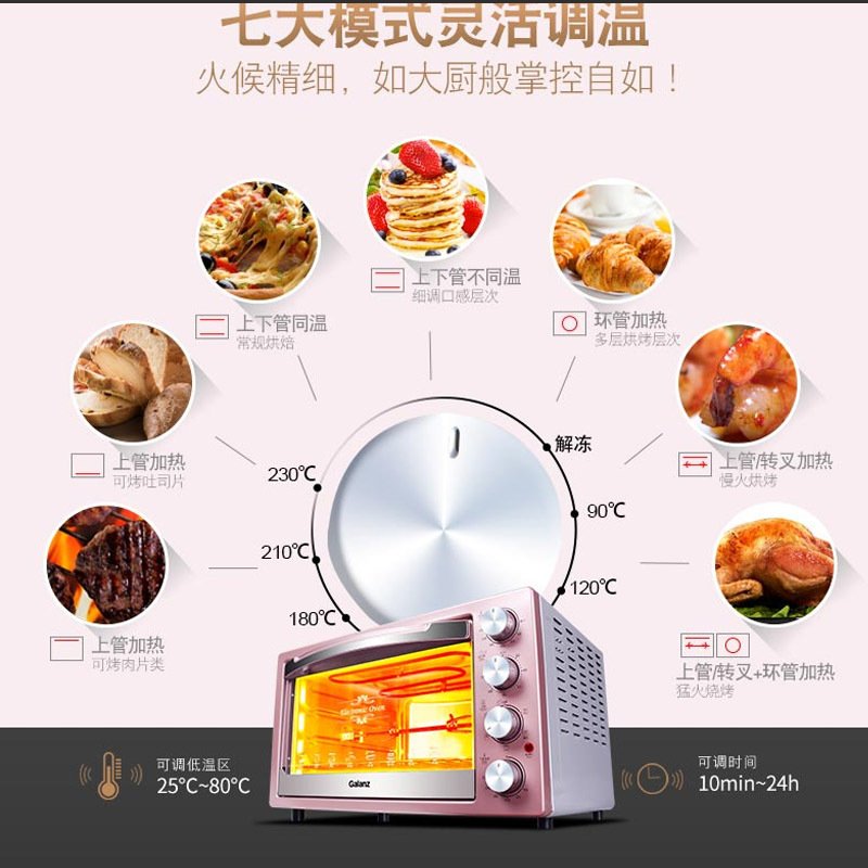 格兰仕X1R家用电烤箱烘焙多功能旋转烤架42升商用大容量热风烤炉 电烤箱套餐转