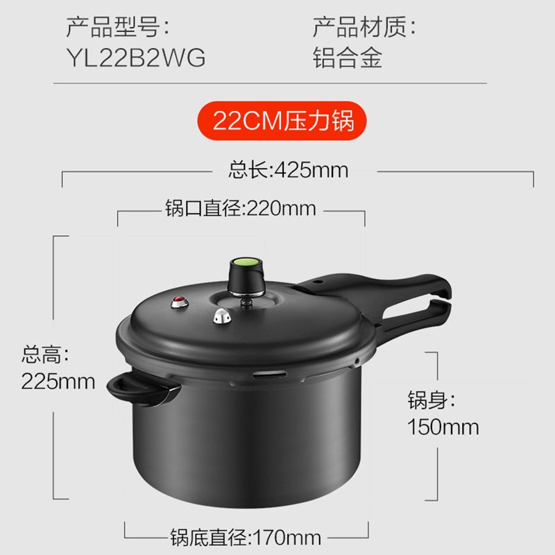 爱仕达 高压锅燃气 22cm压力锅明火 硬氧六保险/防滑厚底YL22B2WG