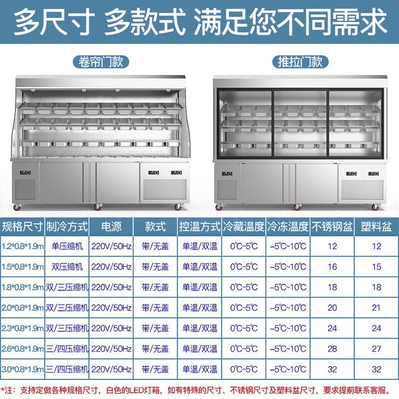 乐创（lecon） 麻辣烫展示柜冷藏冷冻冰箱商用保鲜柜点菜柜串串设备风幕柜 玻璃推拉门1.5米