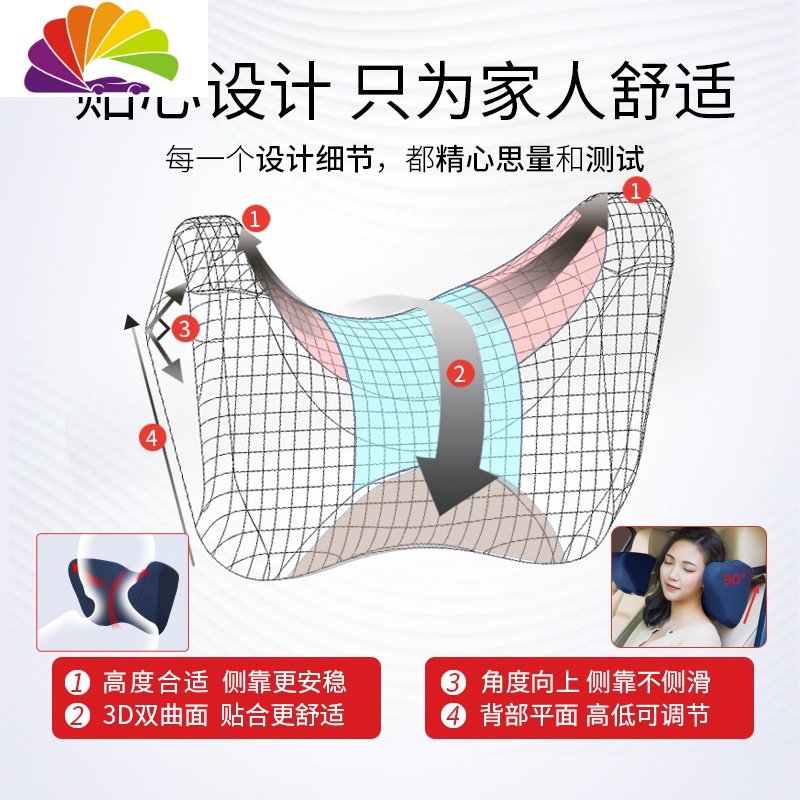 汽车头枕护颈枕车用枕头车载车内睡觉神器副驾驶颈椎靠枕用品一对 深宝蓝标准头枕1对