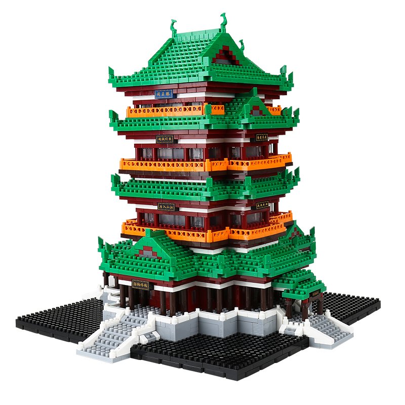 哲高积木中华街成年立体滕王阁中国风古建筑模型男孩拼装大人高难度