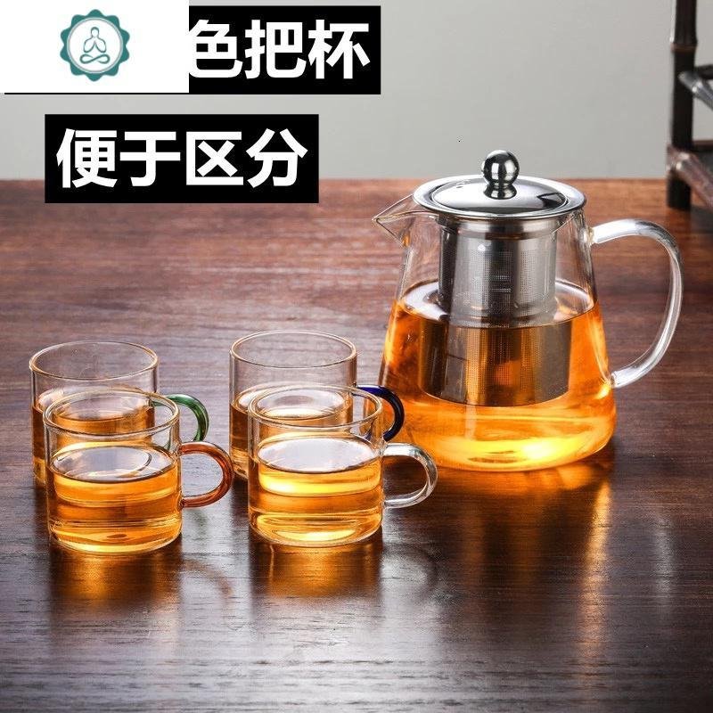 耐高温玻璃茶壶加厚过滤泡茶壶家用小号功夫煮茶壶茶具套装 封后 450ml直身钢漏壶_977